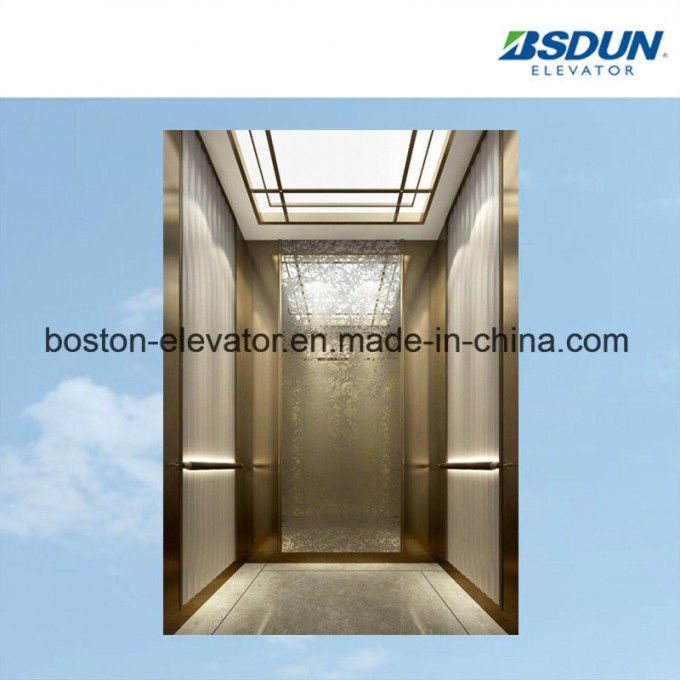 Mirror Etching Stainless Steel Passenger Elevator with Handrail Image1