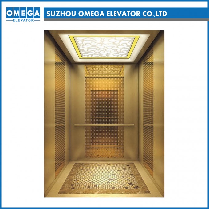 SANYO Luxurious Gold Mirror Passenger Elevator with Ard Image1