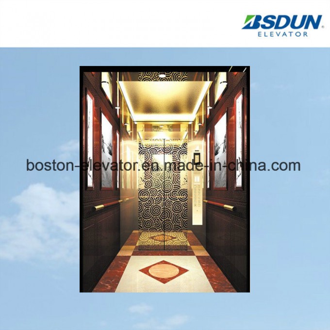 Wooden Etching Passenger Elevator with Handrail Image1