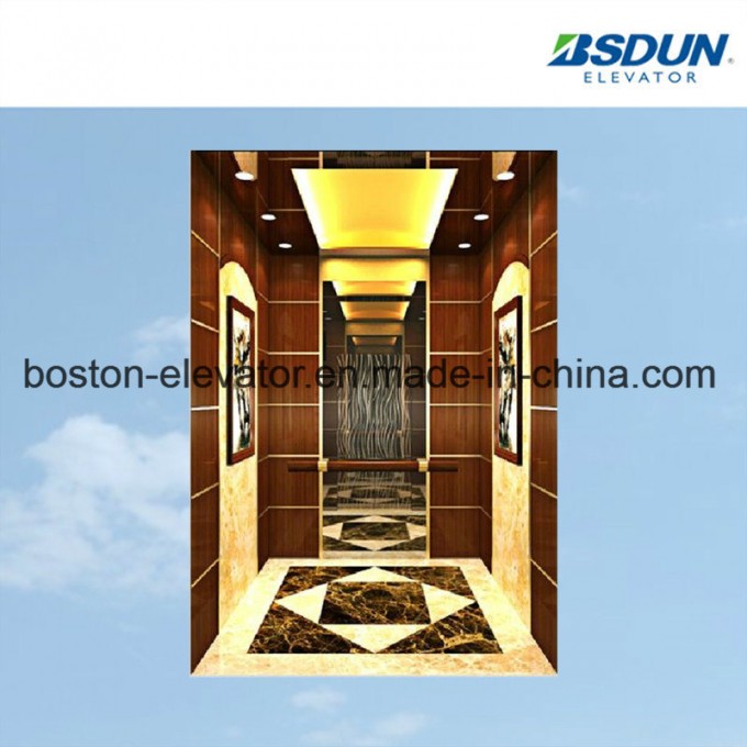 8 Persons Wooden Mirror Stainless Steel Passenger Elevator Image1