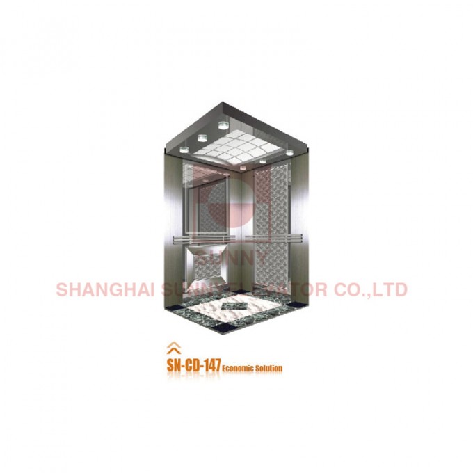 Stainless Steel Passenger Elevator Cabin with Mirror Etching (SN-CD-147) Image1