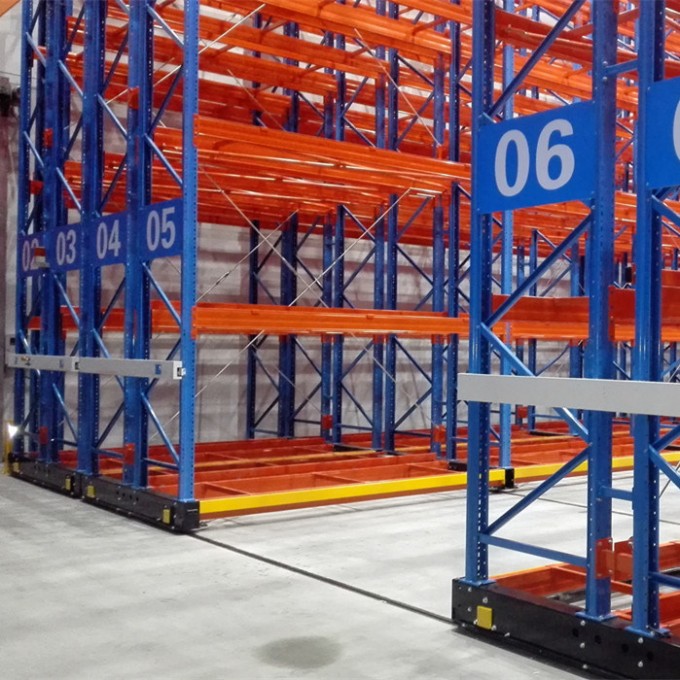 Warehouse Electrical Mobile Rack for Pallet Storage with Floor Rail Image1