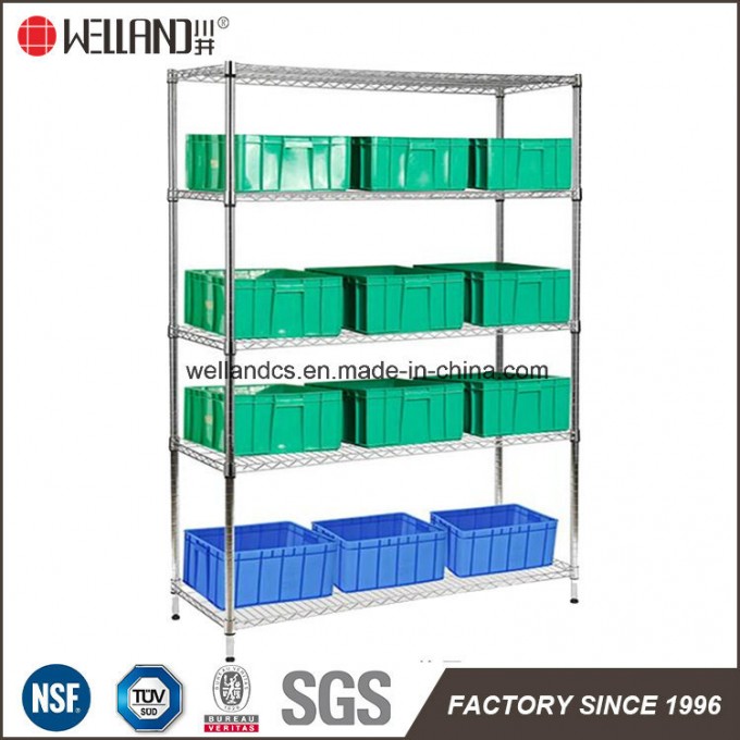 Warehouse 4 Tiers Heavy Duty Chrome Metal Storage Wire Shelving Rack Image1