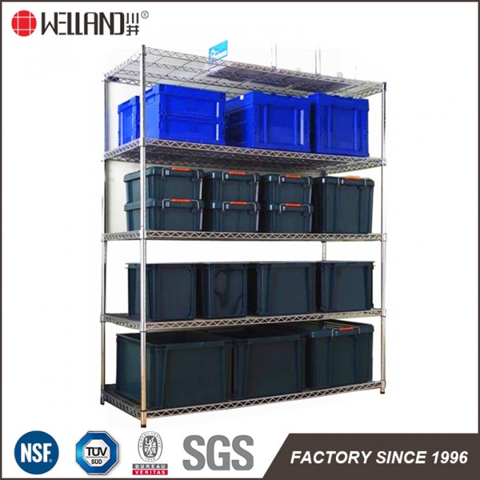 Adjustable Chrome Metal Storage Wire Shelving Rack for Factory/Warehouse Image1