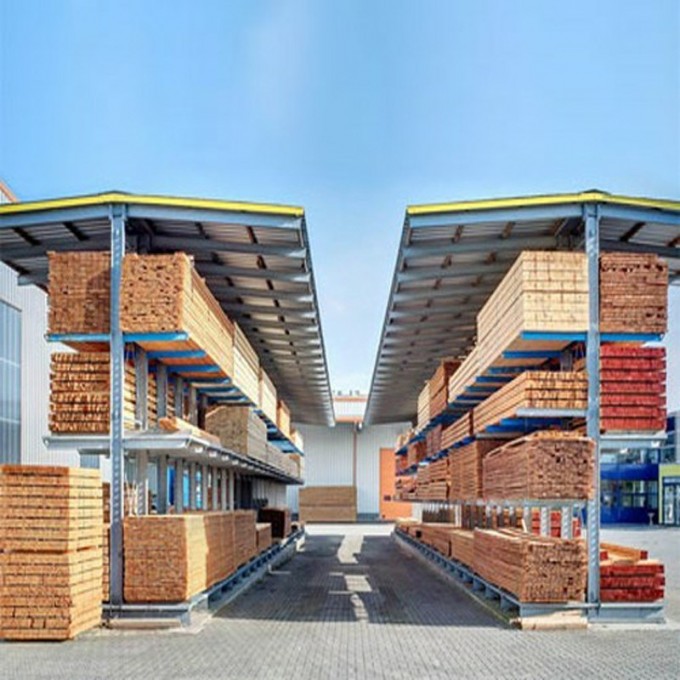 Outdoor Steel Storage Double-Side Cantilever Racks with Roofing Image1