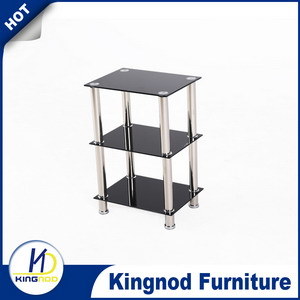 Modern Metal Shelf, Glass Storage Rack Image1