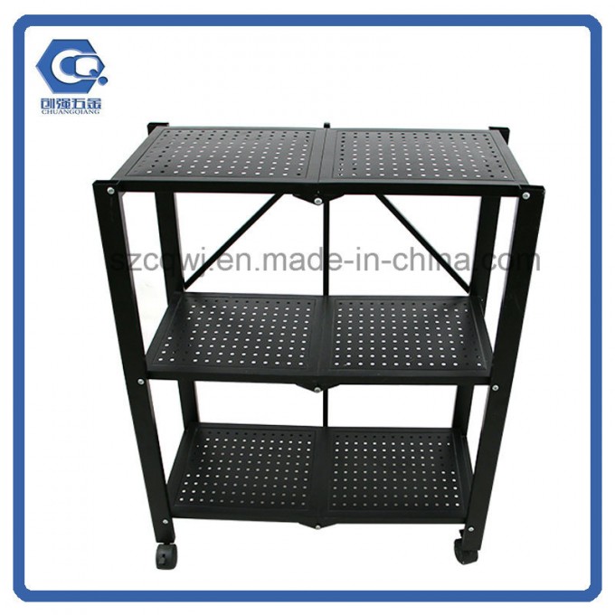 Customized Restaurant Folded 3-Tier Metal Pegboard Removable Storage Rack Image1