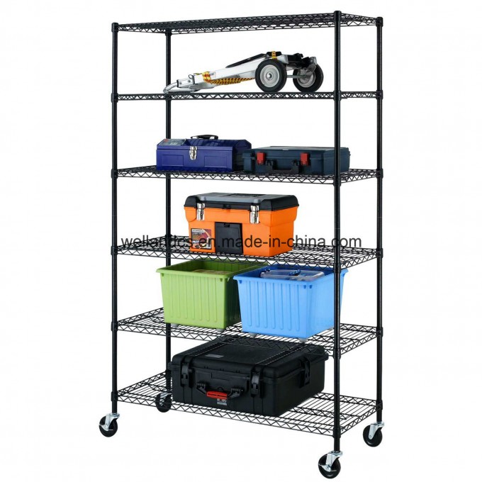 NSF Portable Adjustable Metal Wire Storage Rack with Wheels Image1