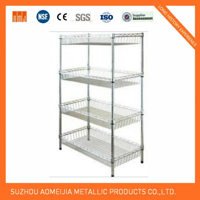 Modern Adjustable Chrome Metal Office Storage Rack Image1