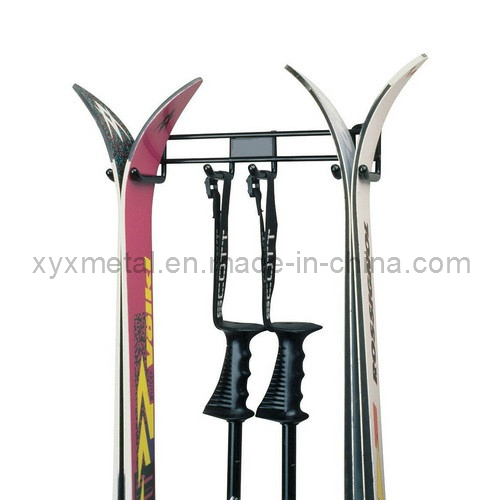 Double Ski and Poles Hanging Metal Wall Ski Storage Rack Image1