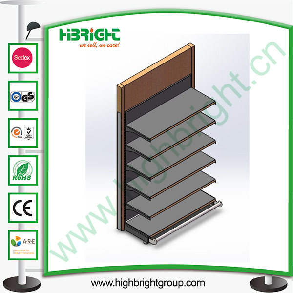 Wooden and Metal Storage Single Sided Display Rack Image1