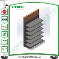 Wooden and Metal Storage Single Sided Display Rack