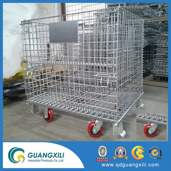 Mesh Wire Steel Pallet Storage Racks with Casters Image1