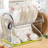 Kitchen Stainless Steel Cabinet Plate Dish Draining Storage Rack
