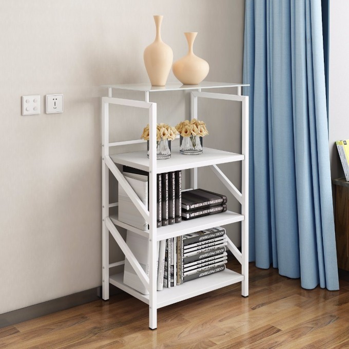Simple Small Wood Steel Book Storage Rack Image1