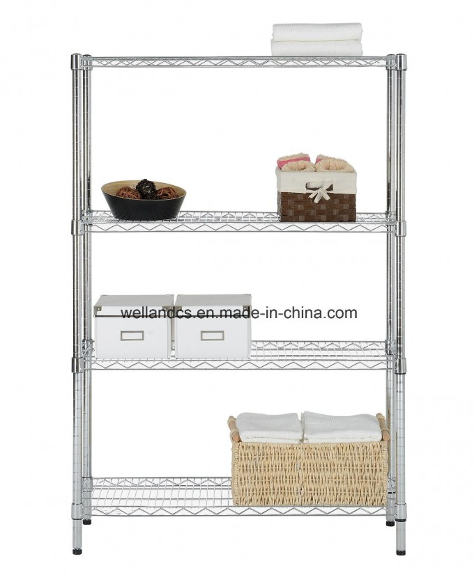 Adjustable 4 Tiers Home/Office Storage Chrome Steel Wire Rack Factory Image1
