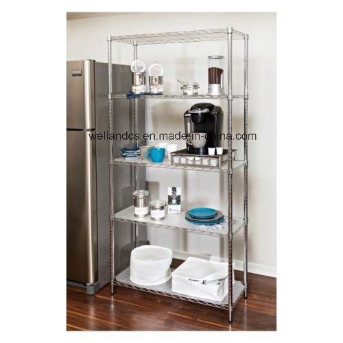 Durable 5-Tier Adjustable Stackable Shelf Chrome Steel Kitchen Storage Wire Rack Image1