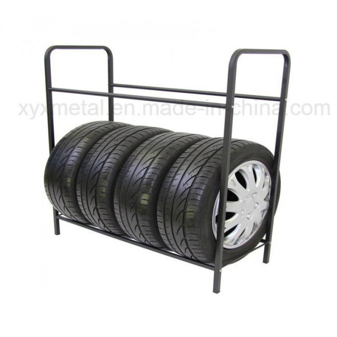 Steel Metal Two Tiers Tire Truck Tyre Storage Display Shelf Rack for Shop Image1