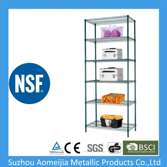 Multi-Purpose 6 Tiers Epoxy Black Steel Storage Wire Rack with Wheels Image1