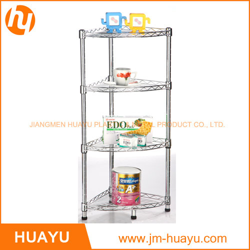 4-Shelf Chrome Bathroom Shelving, Wire Storage Rack, Corner Rack Shoe Rack (30L*30W*80H cm) Image1