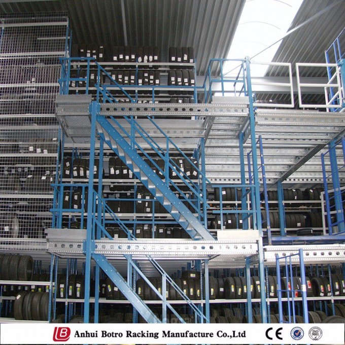 Metal Warehouse Storage Mezzanine Floor Tyre Rack Image1