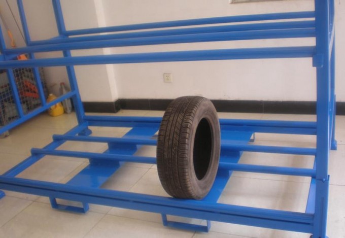 Warehouse Stacking Portable Folding Heavy Duty Metal Pallet Tire Rack /Shelf Image1