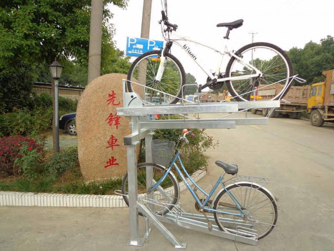 Two-Double Outdoor Black Powder Coated Parking Bike Rack Image1