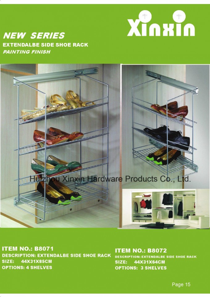 Pull-Push Side Mounted Shoe Rack & Storage Rack (Silver painting finishi) Image1
