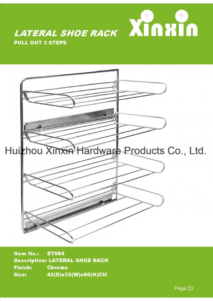 Pull-Push Side Mounted Shoe Rack & Storage Rack (chrome finishi) Image1