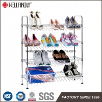 Salanted 4 Tiers Home Style Adjustable Chrome Metal Wire Shoe Rack