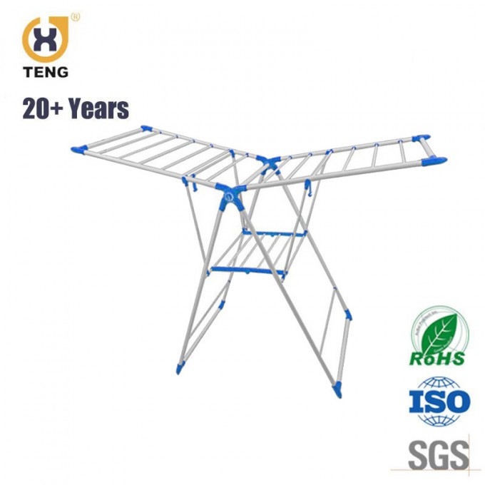 Colorful Stainless Steel X-Shape Drying Rack with Shoe Rack Image1