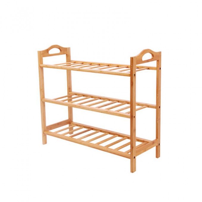 3 Tier Shoes Storage Organizer Stand Natural Bamboo Shoe Rack Image1
