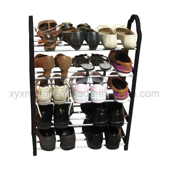 5 Tiers Steel Pipe and PP Frame Metal Shoe Rack Image1
