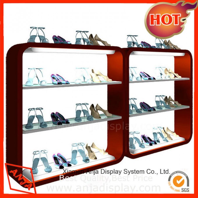 Wooden Shoe Display Stand Retail Custom Shoe Rack Image1
