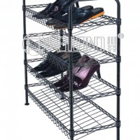 Powder Coating Black 4 Layers Adjustable Shoe Cabinet DIY Slanted Shoe Rack
