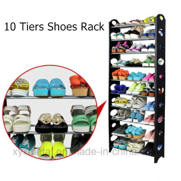 10 Tiers Shoes Stackable Knocked Down Shoe Rack Image1