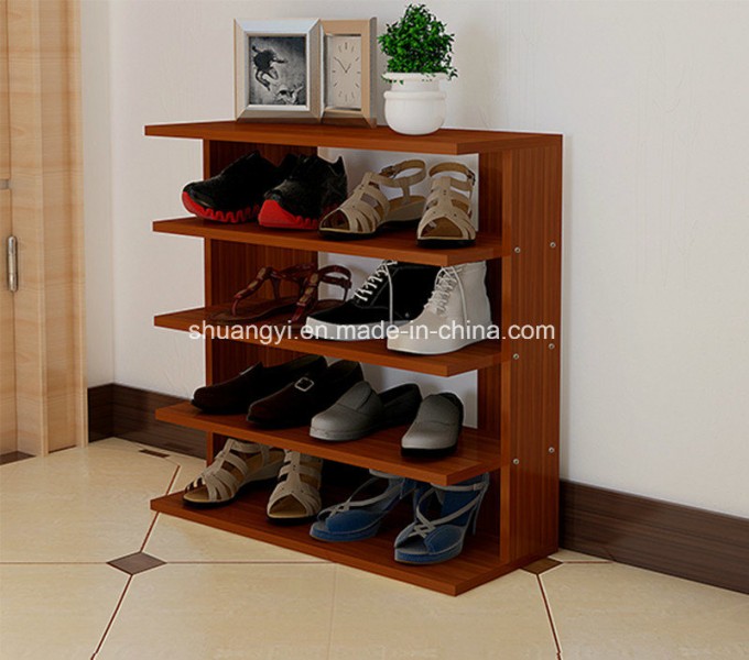 Wooden Furniture 4 Shelves Wood Storage Shoe Rack for Living Room Image1