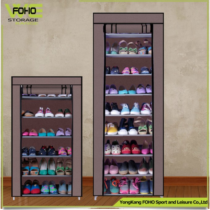 Dark Brown Non-Woven Fabric Shoe Organizer Tower Shoe Rack for 50 Pairs Image1