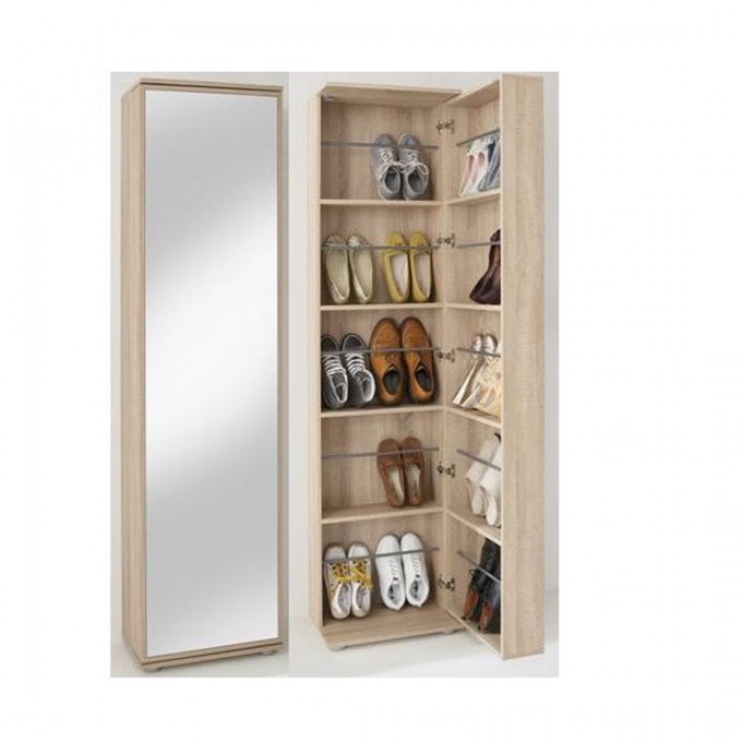 Portable Mirror 5 Tiers Shoe Cabinet Shoe Rack Image1