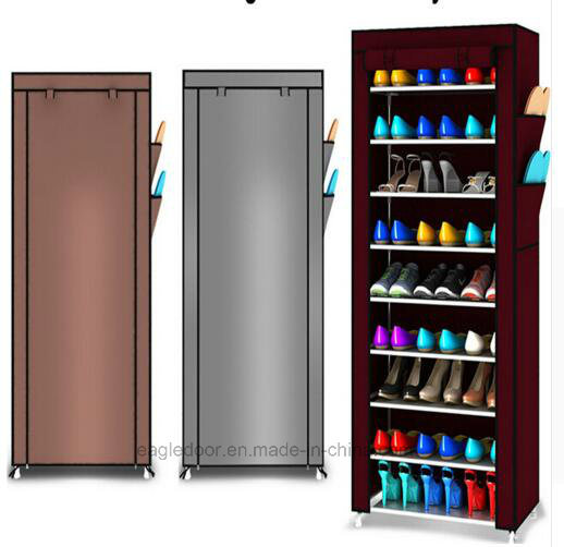 9 Tier Shoe Shelves Canvas Fabric Shoe Rack Storage Cabinet Rail Shoes Organizer Zipper Standing Sap Image1