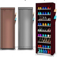 9 Tier Shoe Shelves Canvas Fabric Shoe Rack Storage Cabinet Rail Shoes Organizer Zipper Standing Sap