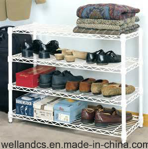 Modern DIY White Powder Coating Metal Shoe Shelf Rack Factory Image1