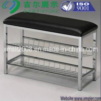 Two Tiers Metal Shoe Rack with Faux Leather Upholstery Ce (G-SR12)