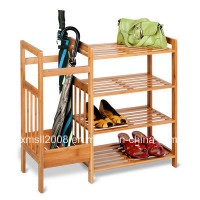 Wood Shoe Rack of Four Tiers with Umbrella Rack with CE (G-SR07)