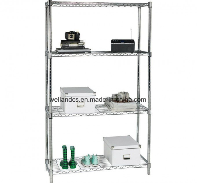 Easy Assembly & DIY 4 Tiers Home Storage Chrome Wire Shelf Rack Image1