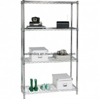 Easy Assembly & DIY 4 Tiers Home Storage Chrome Wire Shelf Rack