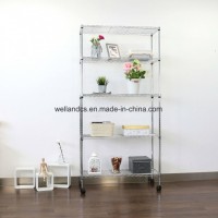Rolling 5 Tier Adjustable Wire Shelving Unit Storage Rack for Home Livingroom