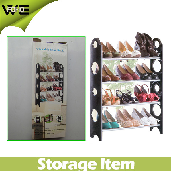 Collapsible Waterproof Fold Heavy Storage 4 Tier Plastic Rack Shoe Image1