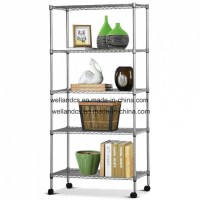Rolling 5 Tier Household Chrome Metal Wire Shelf Light Duty Storage Rack on Wheels