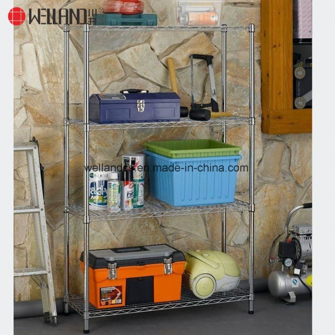 Knock Down Style 4-Tier NSF Wire Shelving Unit 19mm Pole Light Duty Garage Tool Storage Rack Image1